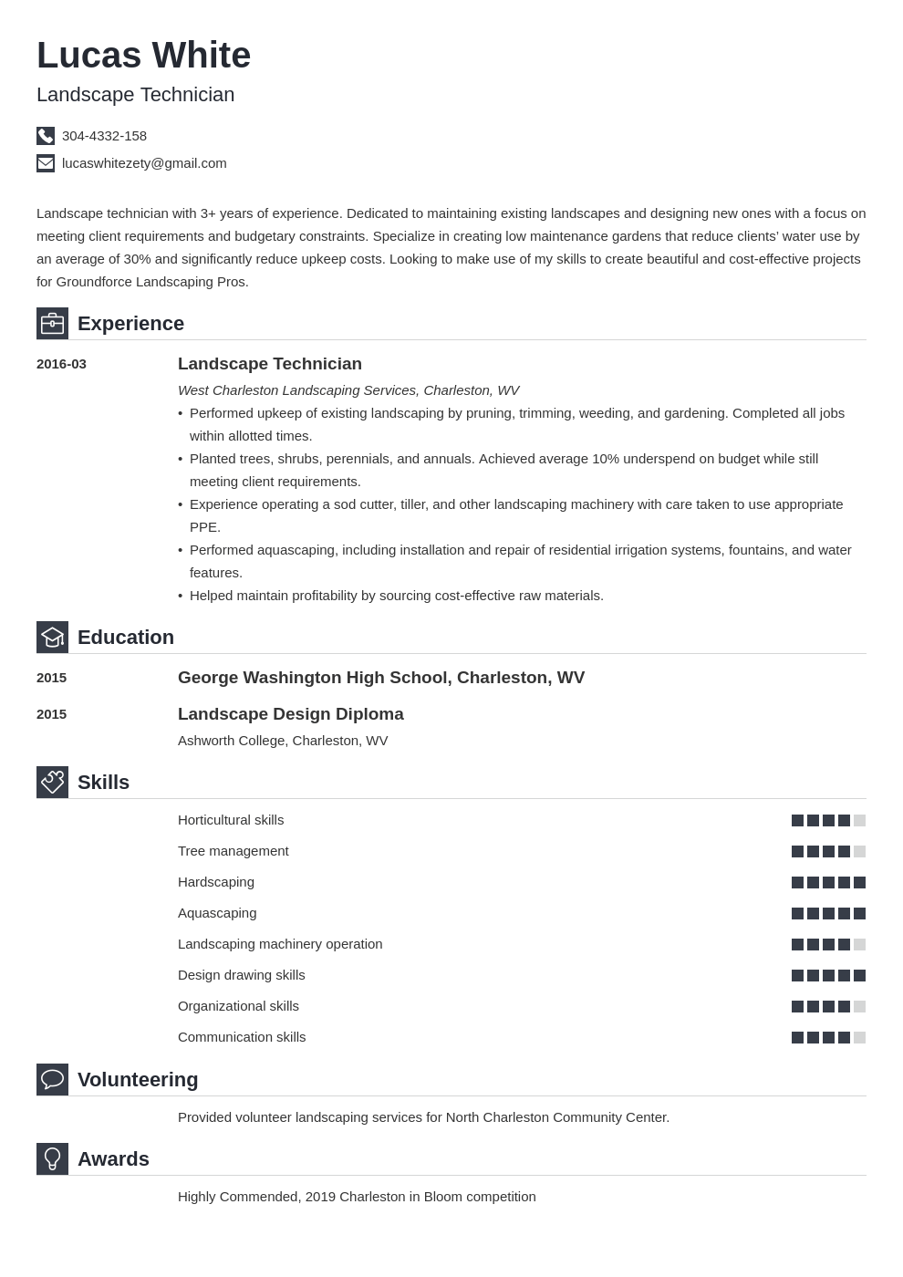 landscaping resume example template iconic