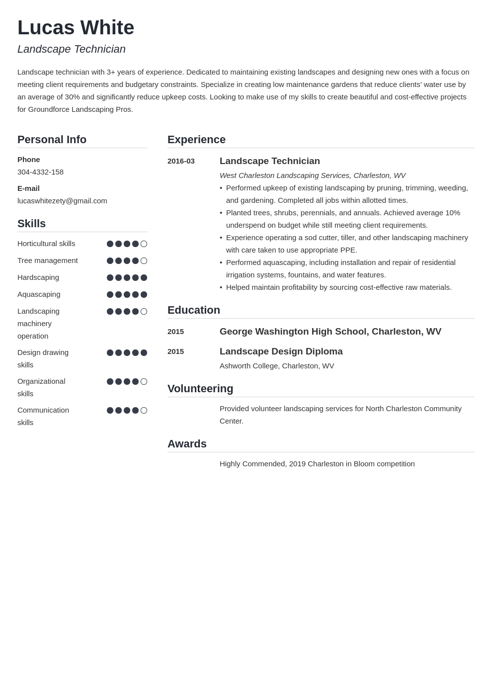 landscaping resume example template simple