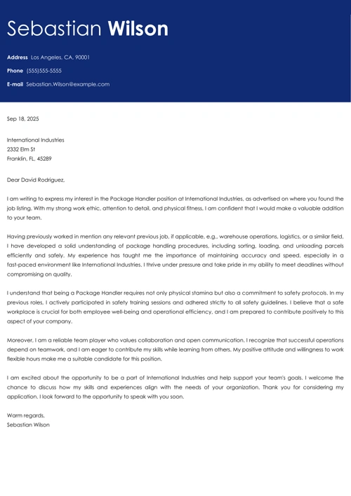 sample cover letter example