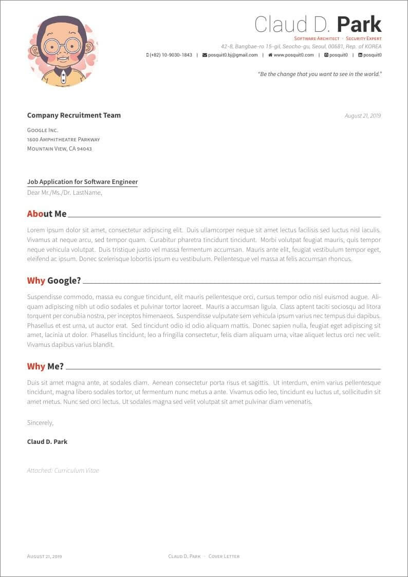 cover letter template latex