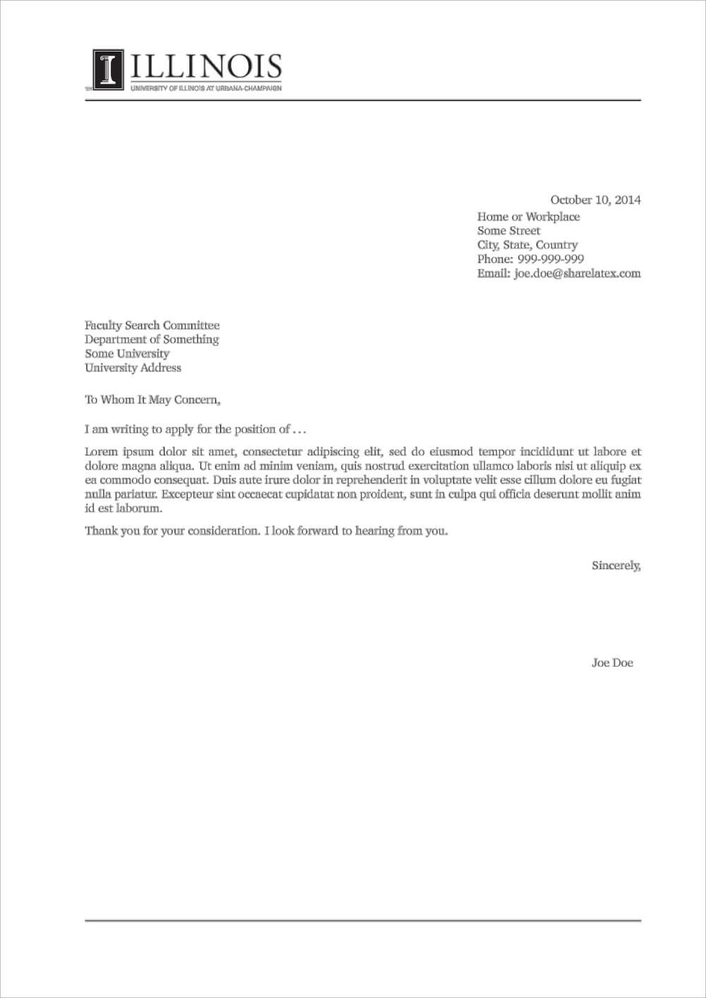 best cover letter template overleaf