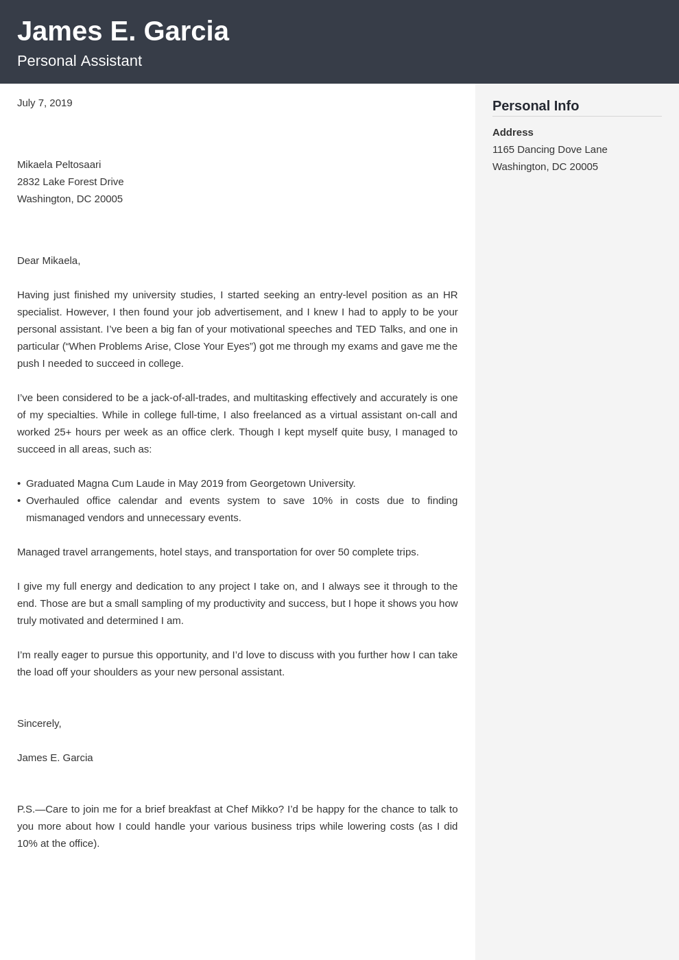 academic cover letter latex template