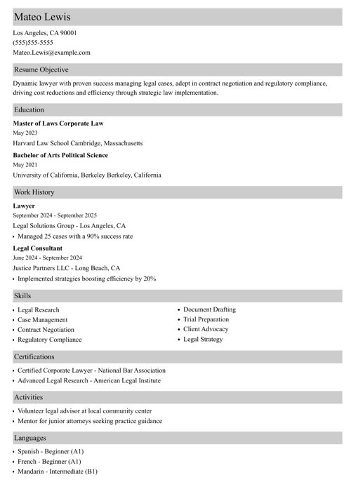 sample resume example