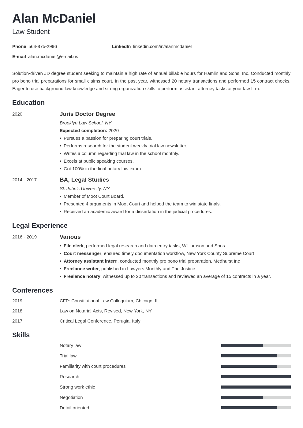 law school resume example template minimo