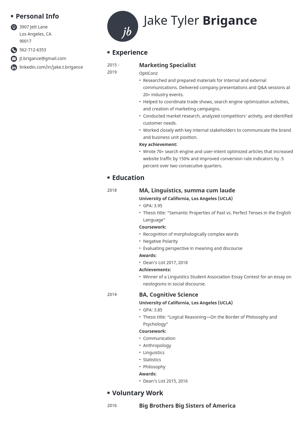 law student resume example template initials