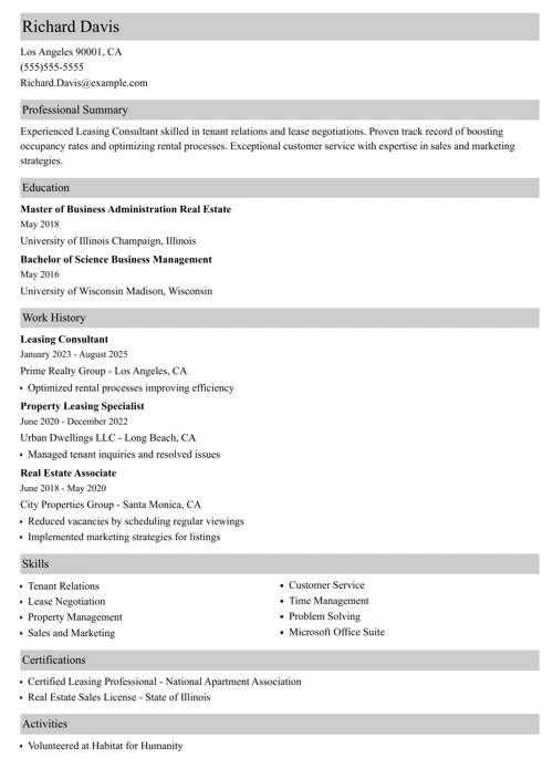 sample resume example