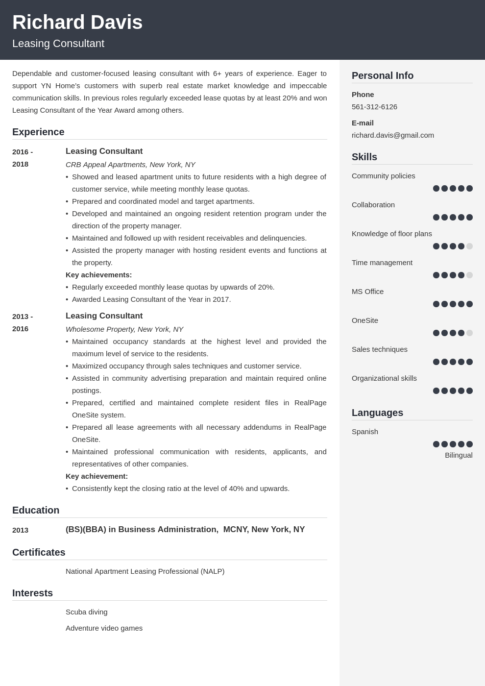 Leasing Consultant Resume Examples (Guide & Sample)