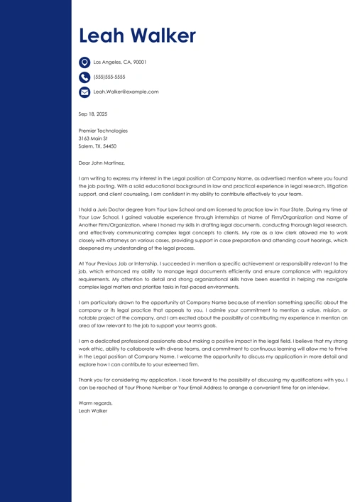 sample cover letter example