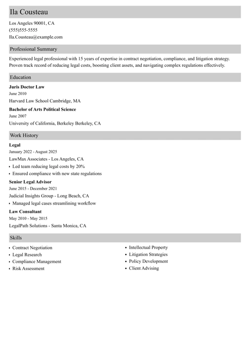 sample resume example