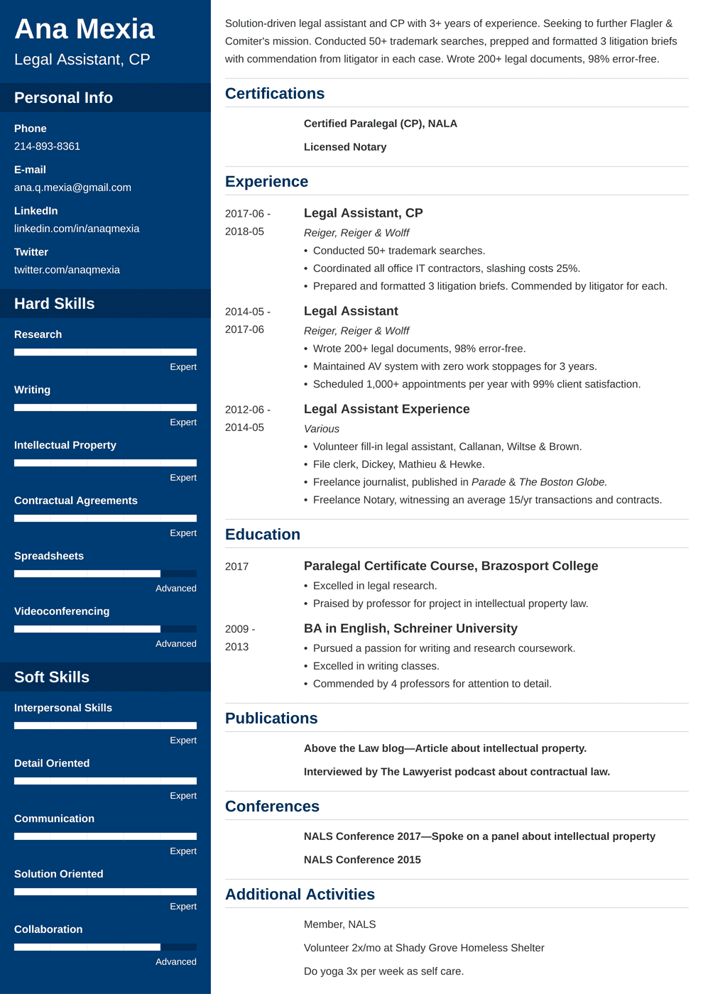 Legal Assistant Resume Examples 2024 (with Job Description)