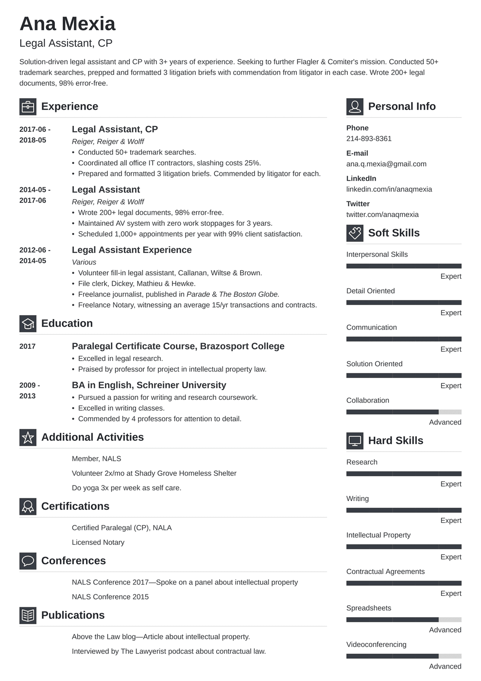 resume summary examples legal assistant