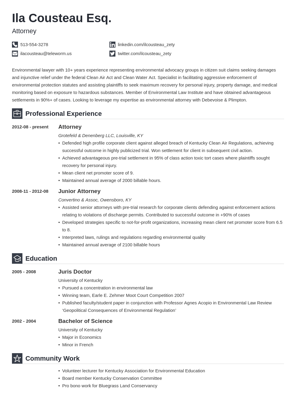 legal resume example template iconic