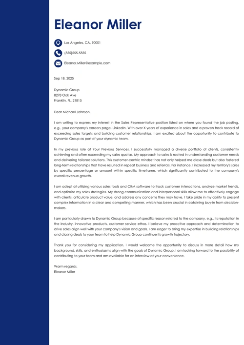 sample cover letter example