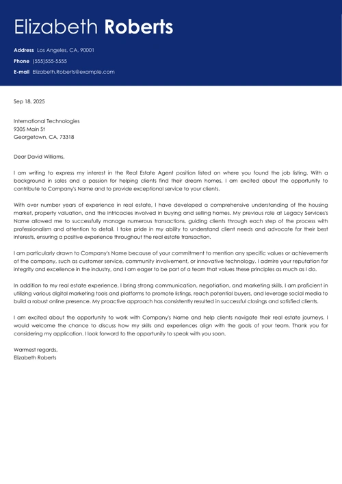 sample cover letter example