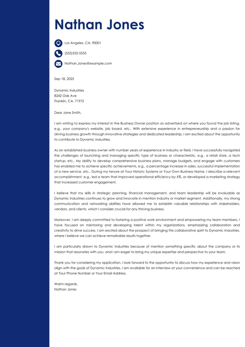 sample cover letter example