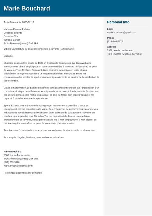 Exemple De Lettre De Motivation tudiant e emploi Partiel 