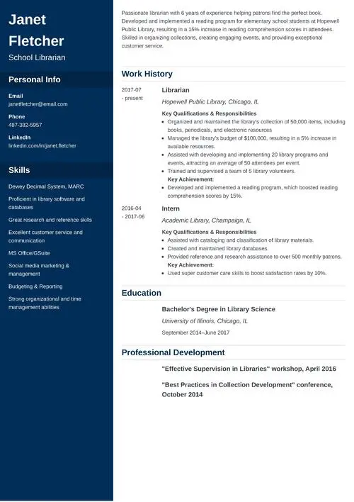 librarian cv example