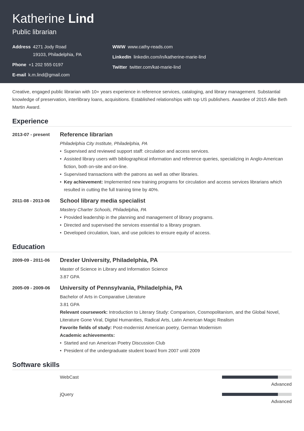 librarian resume example template influx