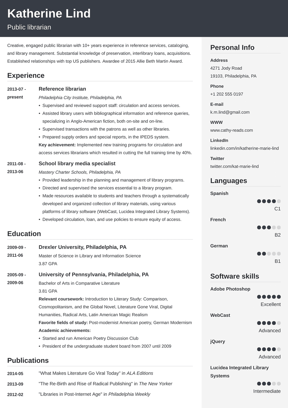 Librarian Resume Template