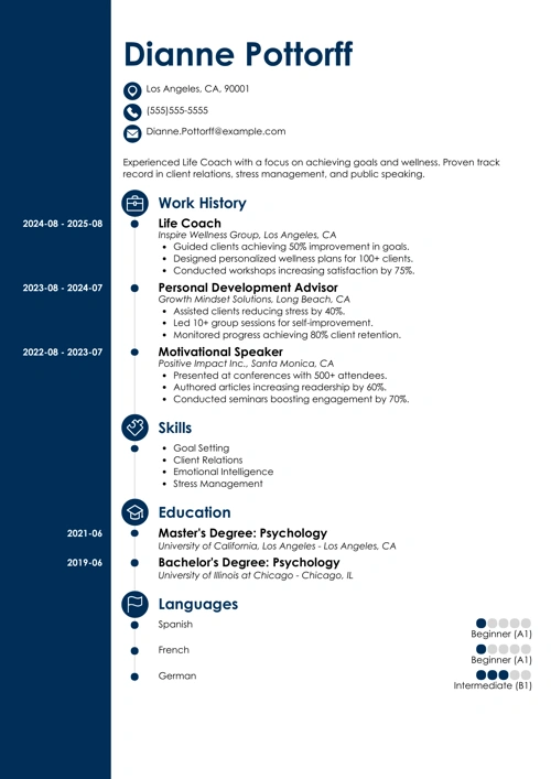 life coach resume example