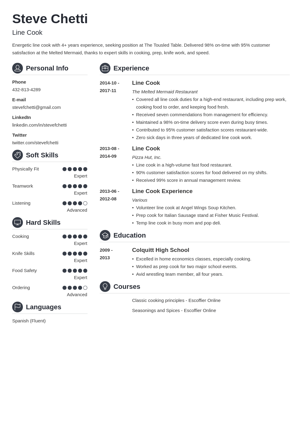 line cook resume example template crisp