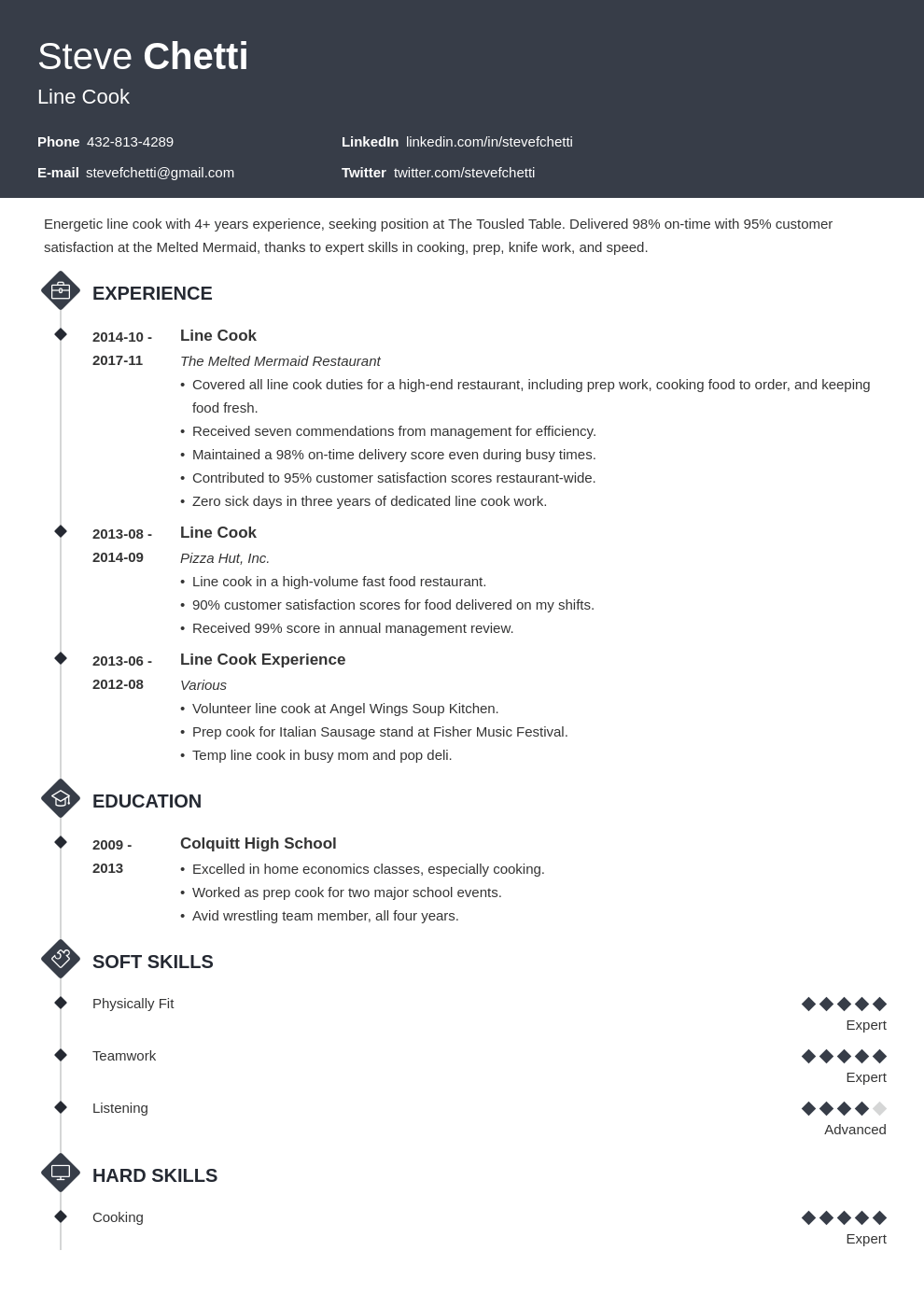 line cook resume example template diamond