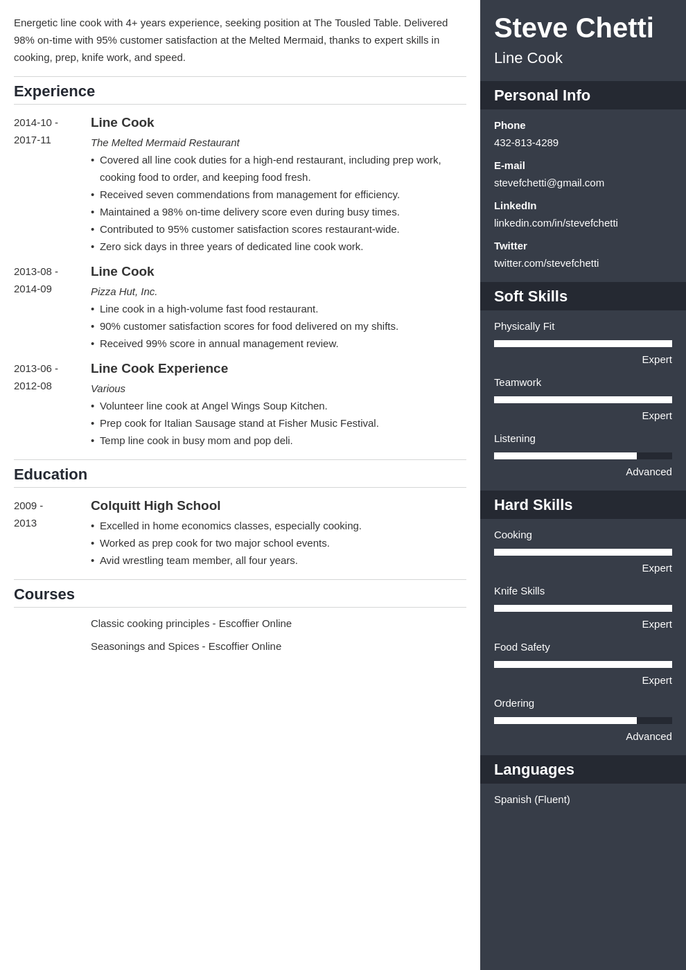 line cook resume example template enfold