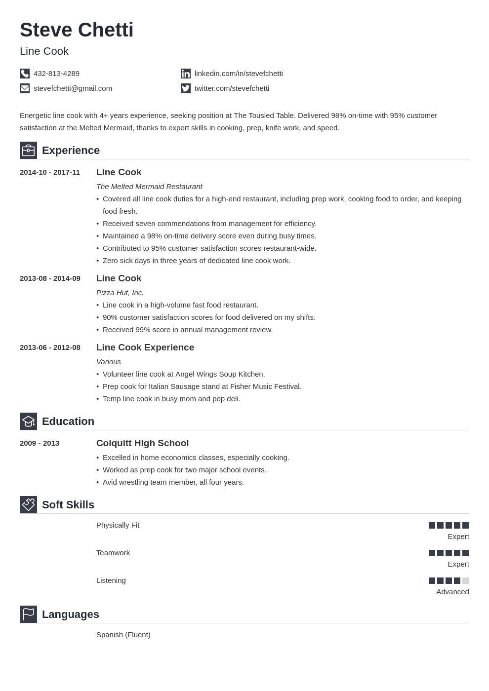 line cook resume example template iconic