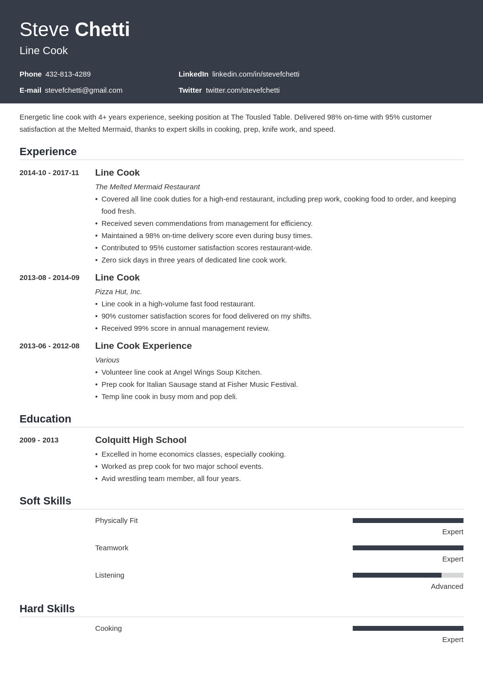 line cook resume example template influx