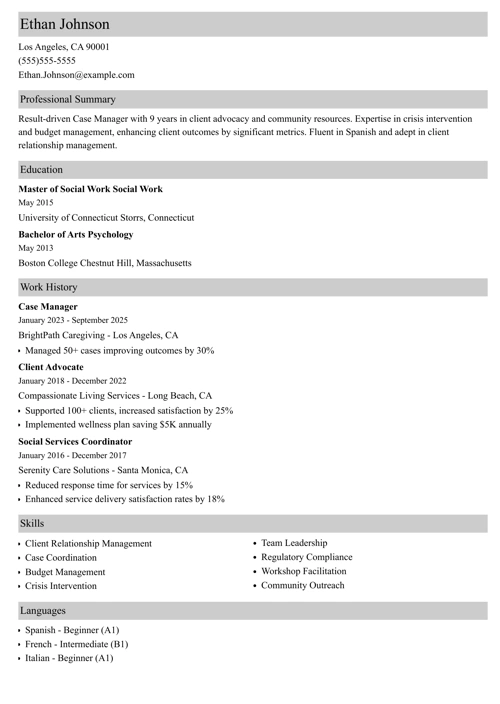 sample resume example