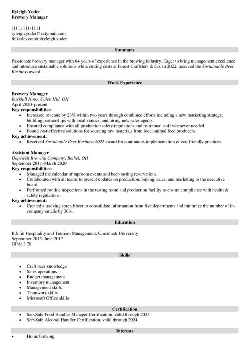 Sample resume made with Zety