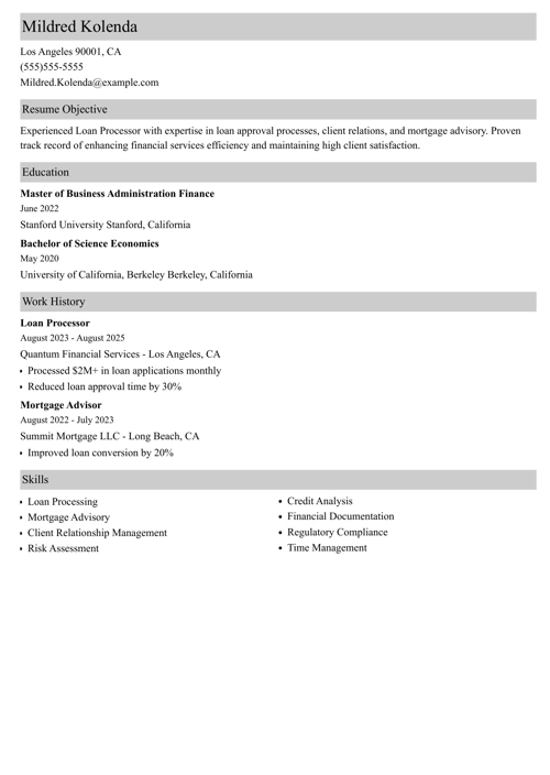 sample resume example