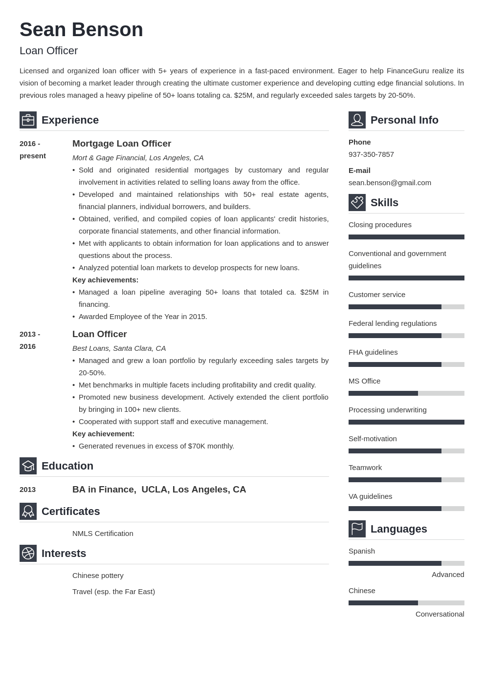 loan officer resume example template vibes
