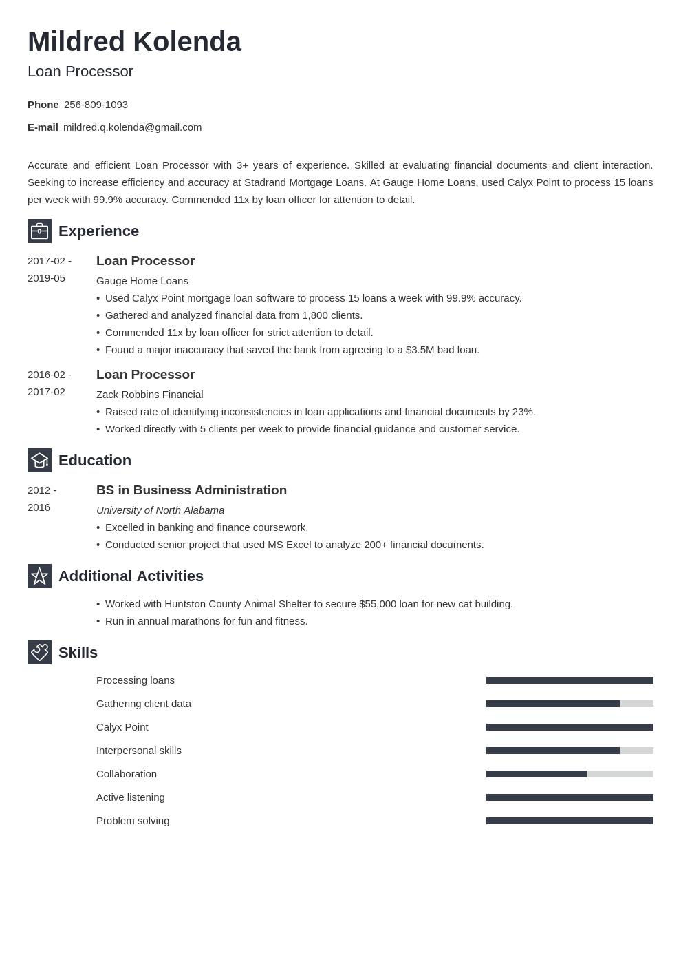 loan-processor-resume-sample-job-description