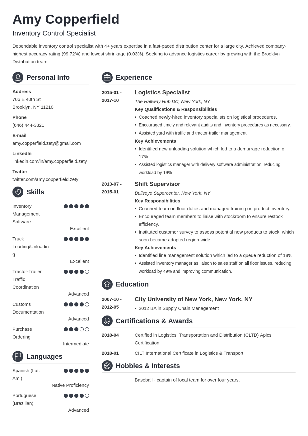 logistics resume example template crisp