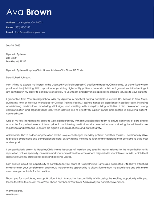 LPN Cover Letter: Examples & Guide for New Grads & Old