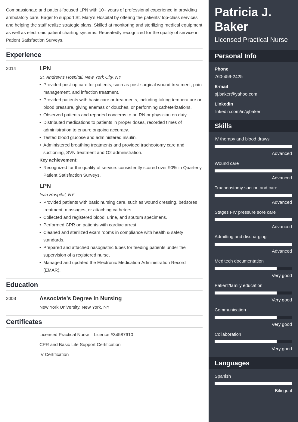 lpn resume example template enfold