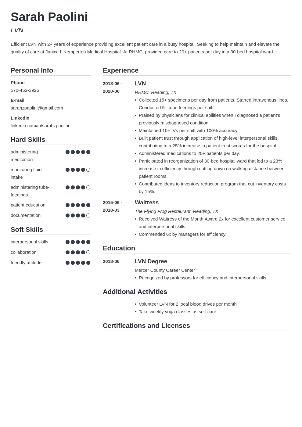 LVN (Licensed Vocational Nurse) Resume: Samples and Guide