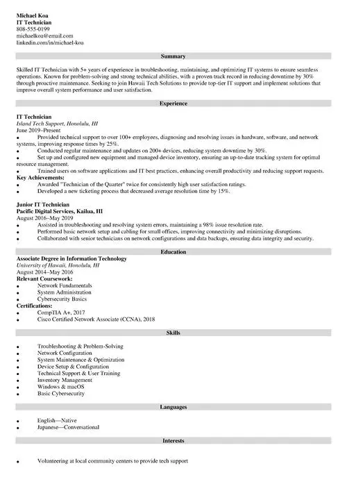 sample resume example