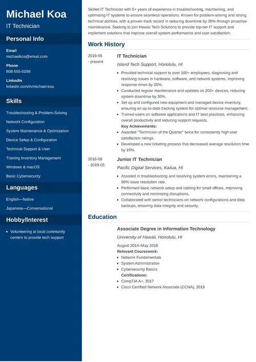 sample resume example