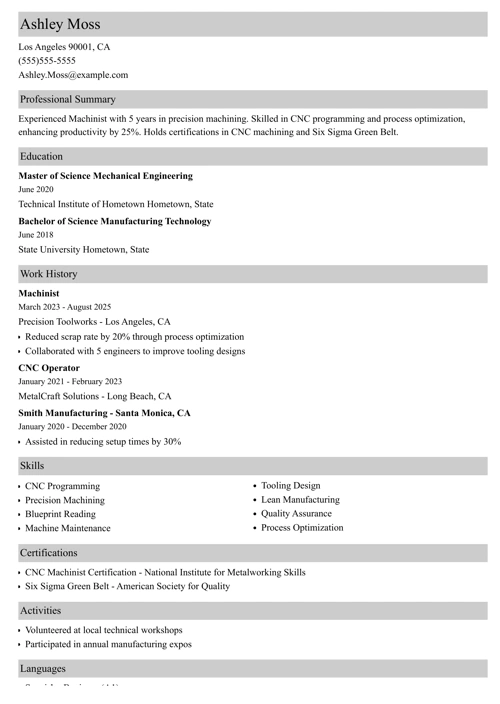 sample resume example