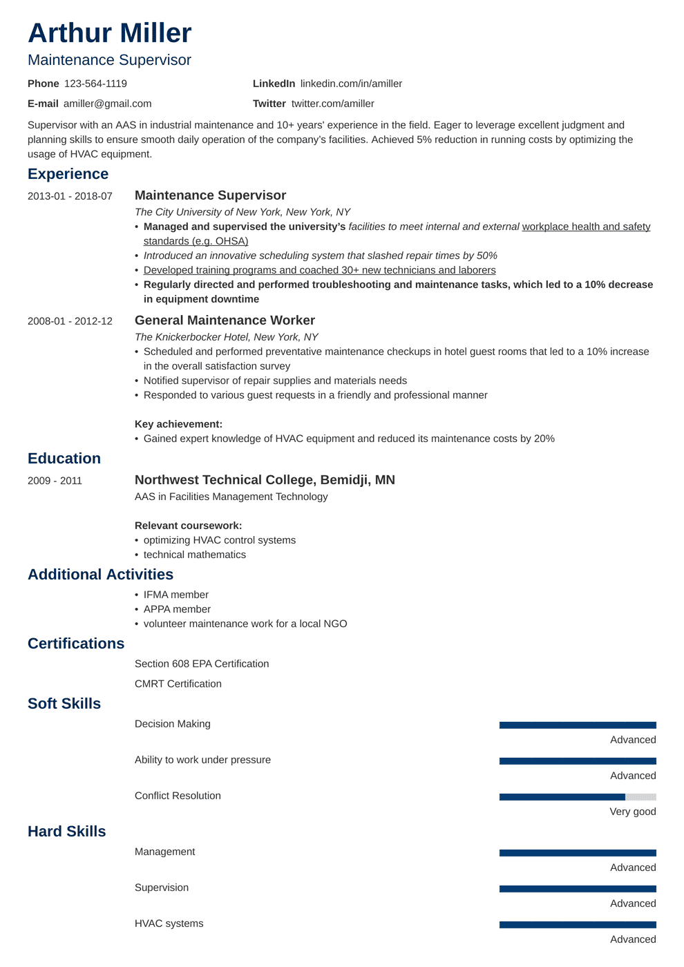 Maintenance Technician Resume Sample Technician Resumes