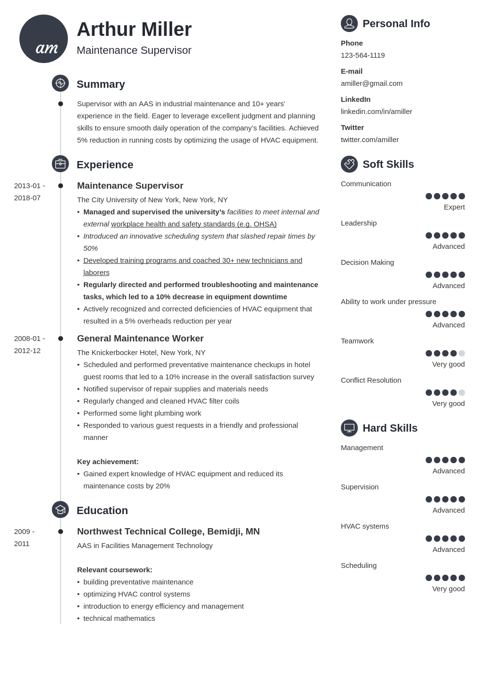 maintenance resume example template primo