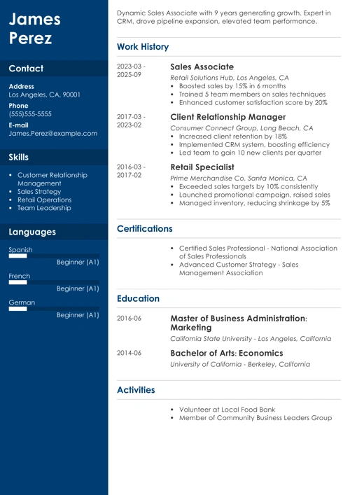 sample resume example