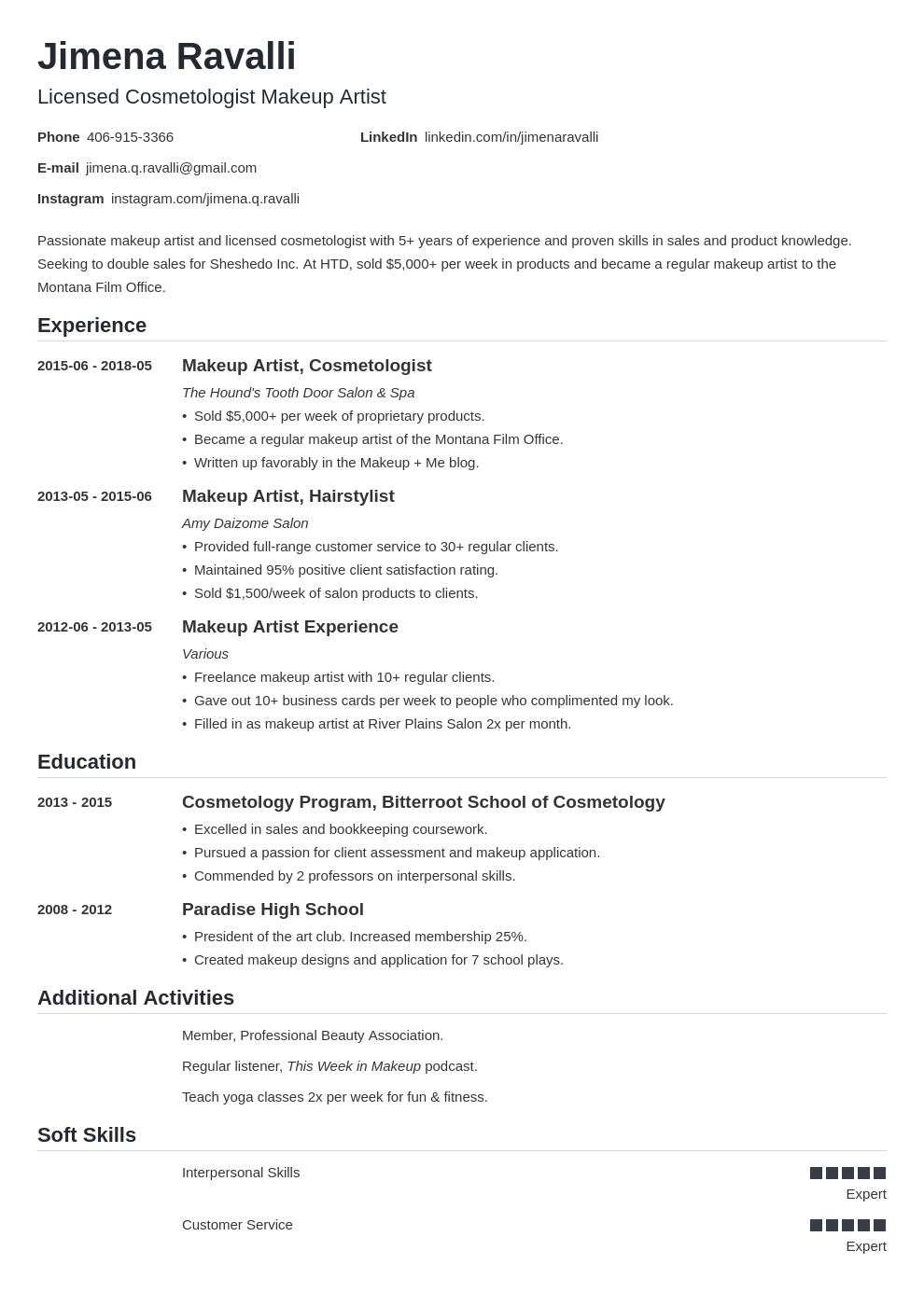 Permanent Makeup Resume Sample Saubhaya Makeup