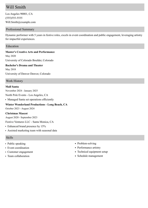 sample resume example