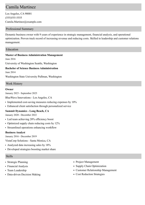 sample resume example