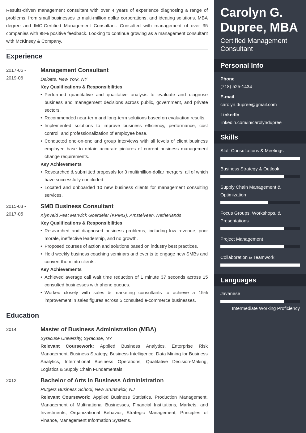 management consultant resume example template enfold