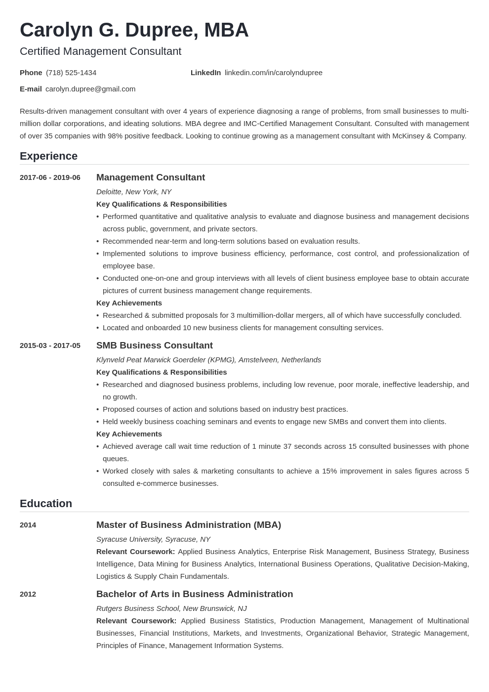 management consultant resume example template nanica