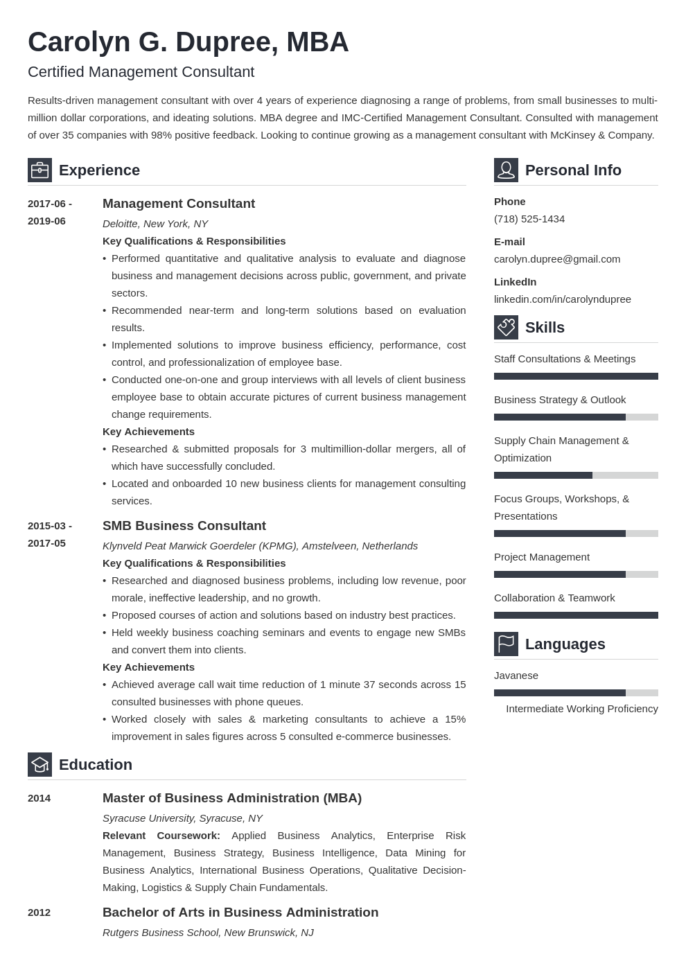 management consultant resume example template vibes